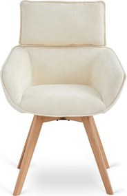 Krzesło Tapicerowane Obrotowe DIAS Kremowe Nowoczesne Boucle