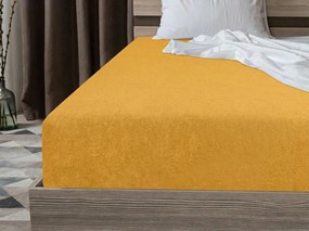PrzytulneMieszkanie.pl Prześcieradło frotte PREMIUM żółto-pomarańczowe 180x200 cm