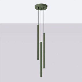 Lampa wisząca PASTELO 3P zielona oliwka SOLLUX  LIGHTING