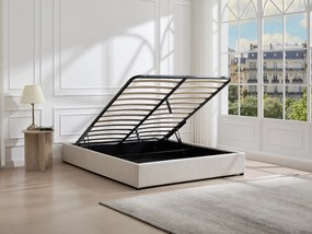 Rama łóżka ze skrzynią 160 x 200 cm z weluru - Beżowy - FIRMEO od YSMÉE