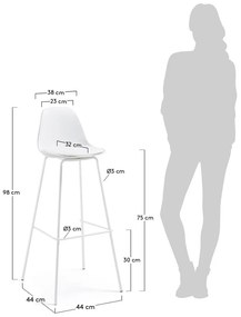 Biały hoker z imitacji skóry (wysokość siedziska 75 cm) Brighter – Kave Home