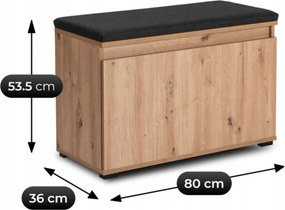 Loftowa szafka na buty z siedziskiem Prato 80 cm, dąb artisan/grafit