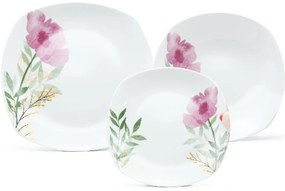 Arôme Home 18-częściowy zestaw obiadowy Różowy mak