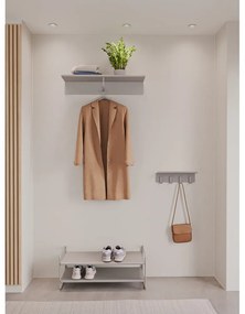 Jasnoszary stalowy wieszak ścienny z półką 11,5 cm A-Hallway – Zone