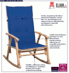 Bambusowy fotel bujany z ciemnoniebieską poduszką - Stella