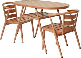 Aluminiowy zestaw jadalniany do ogrodu: stół i 2 fotele - Miedziany - ADEA od MYLIA