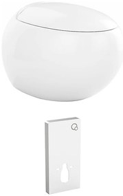 Zestaw WC podwieszany z białej ceramiki z dekoracyjnym stelażem - HURO II