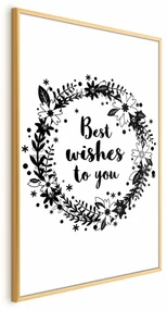 Plakat Best wishes 40x60 cm z ramą złotą bez marginesu ARTGEIST B