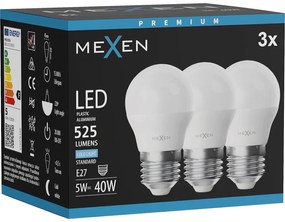 Mexen Nova 3x żarówka LED E27, G45, 5W, Zimna - 6500K, 525 lm - L101-E27-0565-01x03