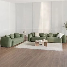 Zestaw Do Salonu Z Sofą Modułową 2-częściową I Sofą 3-osobową W Tkaninie Coco Tkaniny Szenil Salvia Zieleń - Sklum