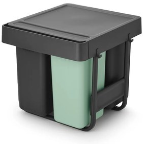 Miętowo-ciemnoszary plastikowy kosz na śmieci do segregacji odpadów do zabudowy 40 l Sort&amp;Go – Brabantia