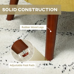 HOMCOM Nowoczesny fotel z poduszką lędźwiową, tapicerowany, nogi z drewna kauczukowego, żółty