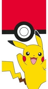 Ręcznik kąpielowy dla dzieci Pokemon Pokeball i Pikachu, 70 x 140 cm