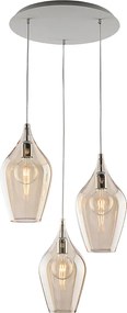 Zawieszenie Ares Iron z bursztynowym szkłem pyreksowym 3 lampy 141 Ø50 BL273-S3-AM