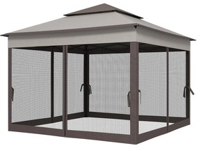 Outsunny Faltpavillon z Bocznymi Ścianami Szary 3,25 x 3,25 x 2,7 m