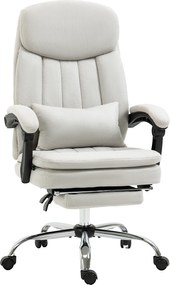 HOMCOM Fotel biurowy ergonomiczny z wysuwanym podnóżkiem obciążenie do 120 kg kremowy | Aosom PL