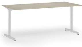 Biurko PRIMO BETA, 180x90 cm, biała podstawa, dąb naturalny