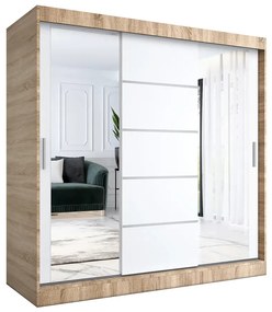 Szafa przesuwna 200 cm dąb sonoma + biały - Ebia 6X