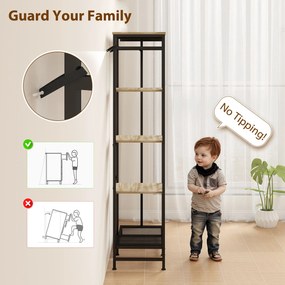 HOMCOM Wieszak na ubrania, stojący wieszak z drążkiem, regał na buty z zabezpieczeniem, Dąb