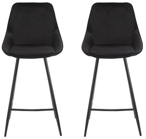 Zestaw 2 stołków barowych MASURIE - Welur- Kolor czarny