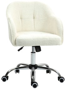 HOMCOM Fotel do home office, Ergonomiczny Fotel Obrotowy z Funkcją Bujania, Atrakcyjna tekstura teddy 56 x 61 x 86 cm Kremowy
