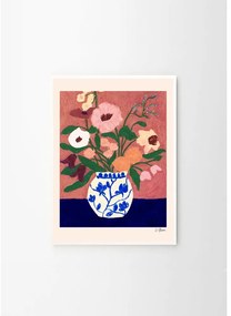 Plakat 30x40 cm Flowers on Blue Table – Carla Llanos – The Poster Club