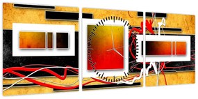 Obraz - Abstrakcja (z zegarem) (90x30 cm)