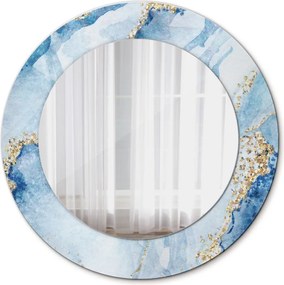 Lustro z nadrukiem dekoracyjne okrągłe Niebieski marmur złoto
