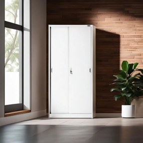 Przesuwna szafa biurowa Kuba 90x40x185 cm biała