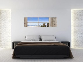 Obraz - Okno z widokiem na plażę (170x50 cm)