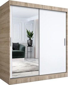 Szafa przesuwna dąb sonoma + biały 180 cm D1-N18