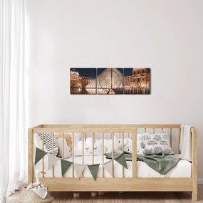 Obraz - Luwr w nocy (z zegarem) (90x30 cm)
