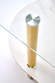 Ława szklana DUCAT 100x50cm biały marmur/transparentna/złota HALMAR