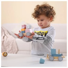 Viga polarb drewniana kolejka z wagonikami i zwierzątkami do ciągnięcia montessori