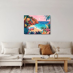 Obraz na szkle - Karawan nad oceanem (70x50 cm)