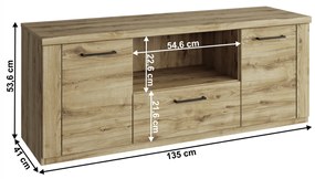 Stolik pod telewizor DORSI 2D1S/135, dąb Navarra