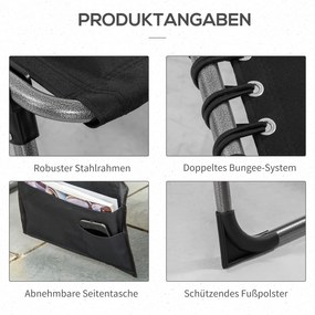 Outsunny leżak z regulowanym oparciem i miękką poduszką, kolor czarny, 188 x 57 x 30 cm