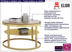 Nowoczesny stolik kawowy z półką złoty + dąb lancelot - Robini 3X