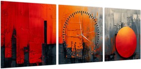 Obraz - Abstrakcyjny obraz miasta (z zegarem) (90x30 cm)