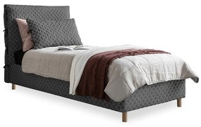 Szare tapicerowane łóżko jednoosobowe ze stelażem 90x200 cm Sleepy Luna – Miuform