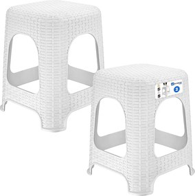 KADAX Taboret rattan 45 x 26 cm biały, 2 szt.