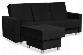 Wersalka Narożnik Alicja z pufą sofa kanapa rozkładana Family Meble czarna