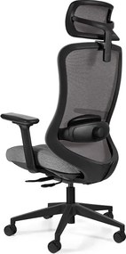 Ergonomiczne krzesło Adapta Grey z zagłówkiem, zgodne z normą BHP