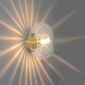 Lampa ścienna art deco złota ze szkłem - Ayesha