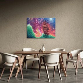 Obraz na szkle - Statek z kosmicznym niebem (70x50 cm)