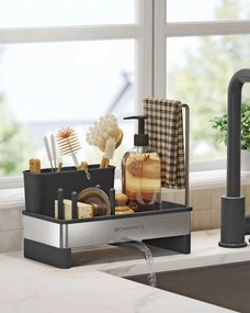 Organizer na zlew SINK z ociekaczem, srebrny/czarny SongmicsHome