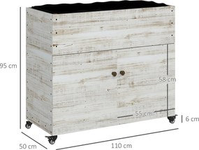 Outsunny Podwyższane Grządki Drewniane z Szufladą Szklarnia na Kółkach Skrzynia Ziołowa 110x50x95cm Biały | Aosom PL