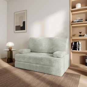 Masseno Sofa piankowa LADIA z funkcją spania, Kanapa z pianki do salonu, Bezmontażowa, Tkanina sztruksowa – Jasnoszary TILIA 83