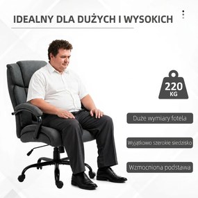 Vinsetto Fotel biurowy, Ergonomiczny fotel biurowy, Fotel obrotowy z wyściełanym podłokietnikiem, do 220 kg, Szary