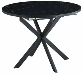 Rozkładany stół jadalniany GASTON 100(135)x100 cm, czarny dekor marmurowy